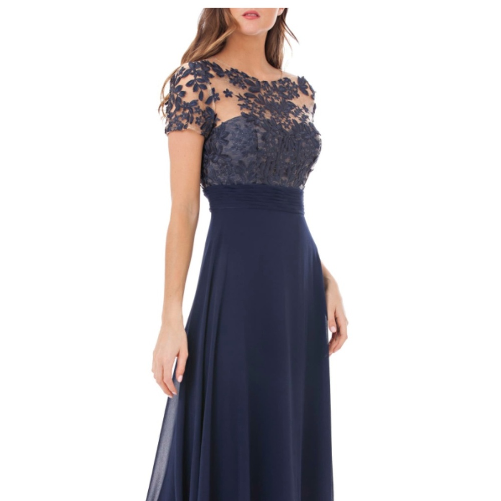 Embroidered Illusion Bodice Gown
